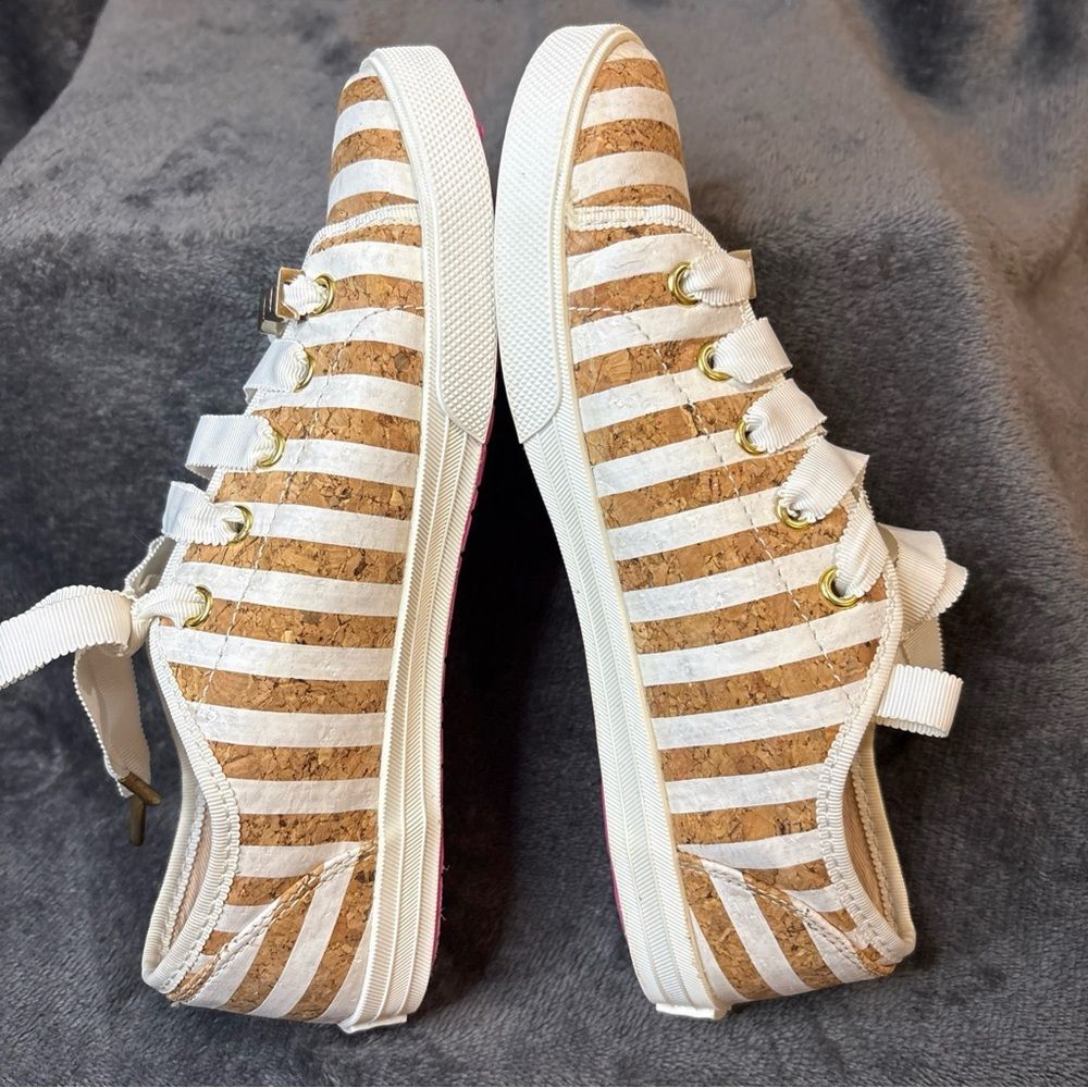 Kate Spade Beige and White Striped Sneakers Sz 6.5 pre-owned - Picture 11 of 12